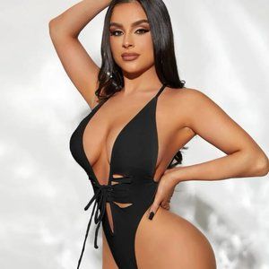 WOMEN'S BEACH SUIT ONE PIECE BLACK COLOR SIZE S